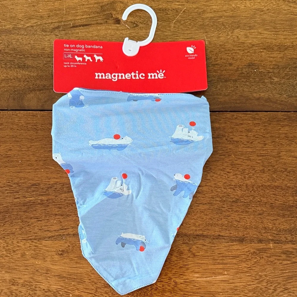 Magnetic Me Light Blue Polar Bear Tie-On Dog Bandana